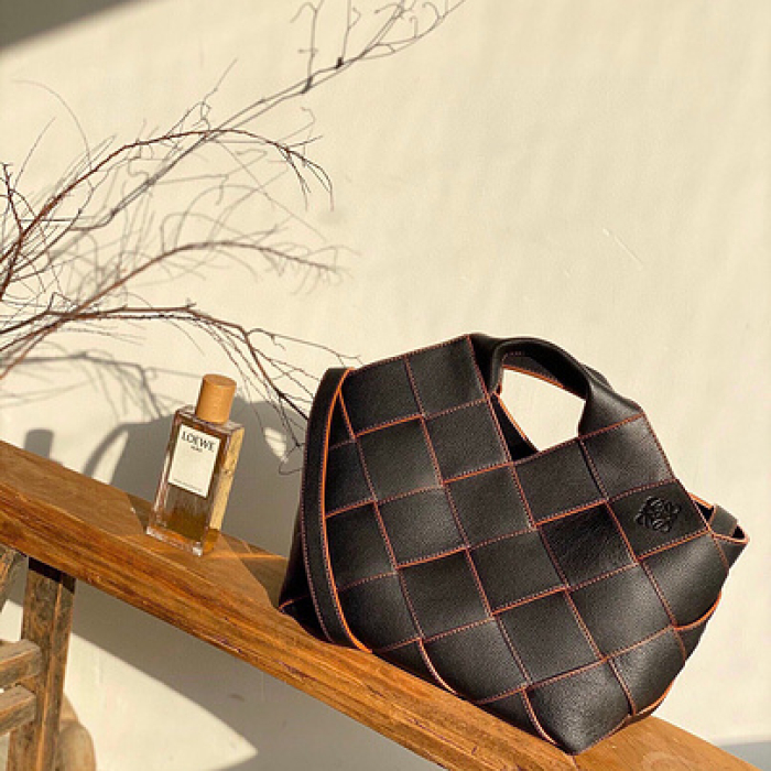 LOE bag Woven Basket Gingham size:38*20*18cm/66081 Women's Bags, Loewe Bags image